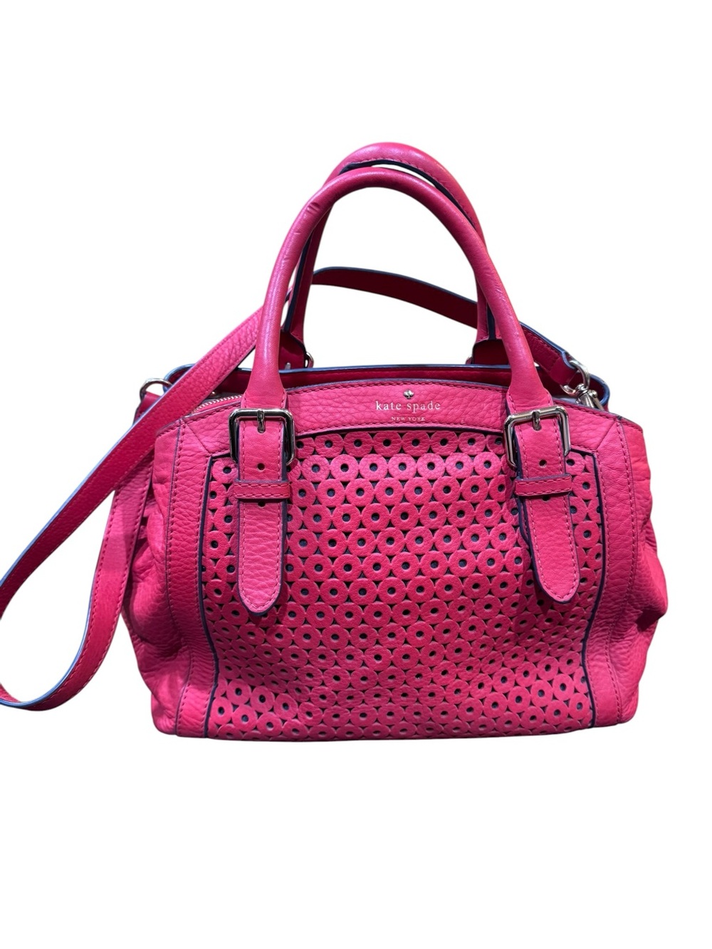 kate spade Pink/ Coral Perforated Leather Satchel